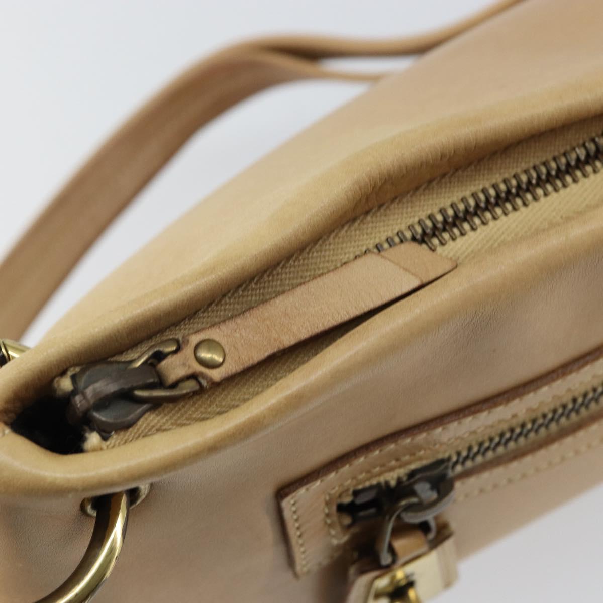 GUCCI Shoulder Bag Leather Beige Gold 90699 Auth ti3449