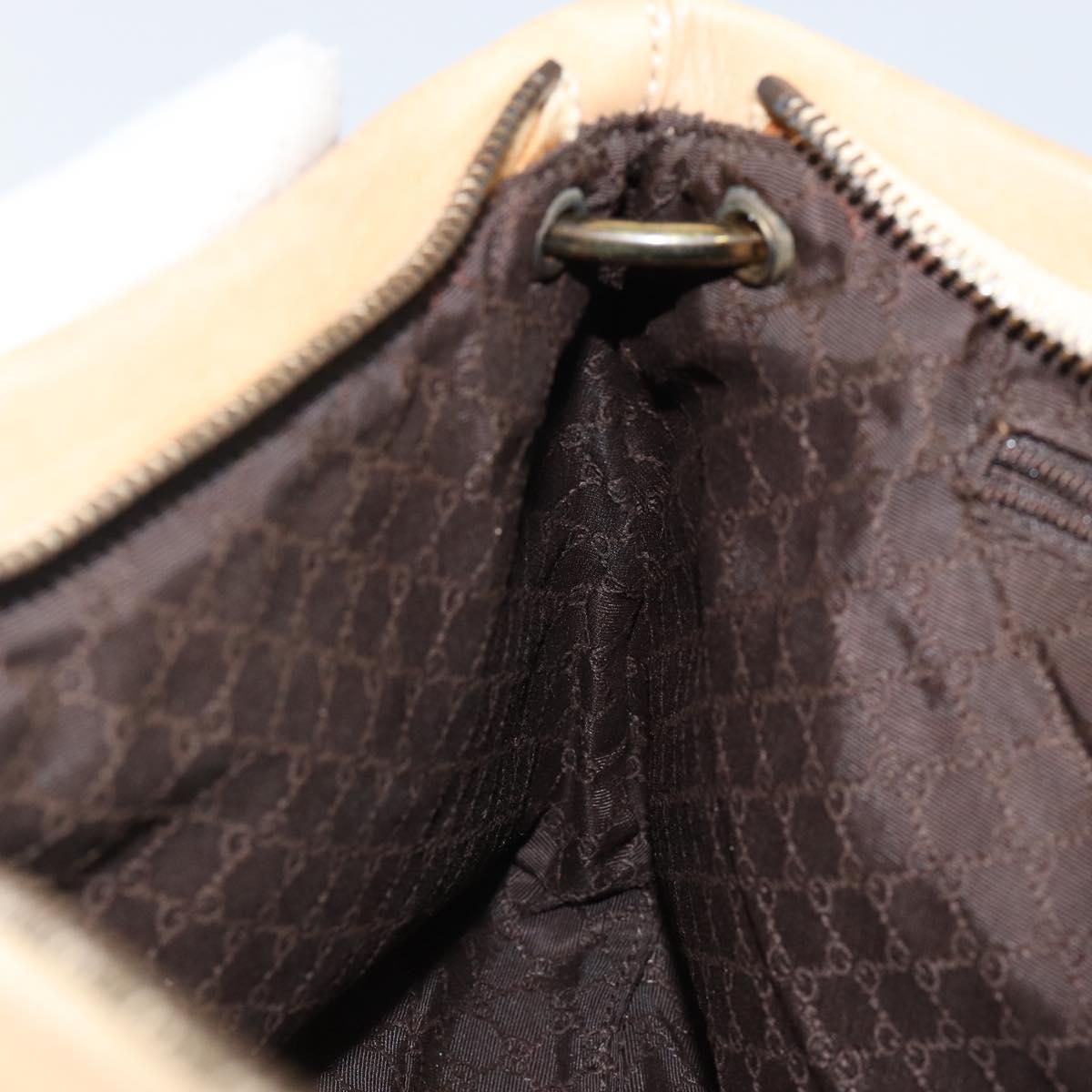 GUCCI Shoulder Bag Leather Beige Gold 90699 Auth ti3449
