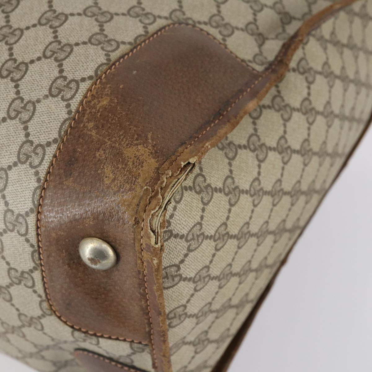 GUCCI GG Supreme Web Sherry Line Boston Bag PVC Beige Gold Auth ti3450