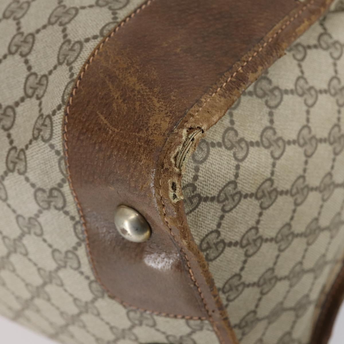 GUCCI GG Supreme Web Sherry Line Boston Bag PVC Beige Gold Auth ti3450