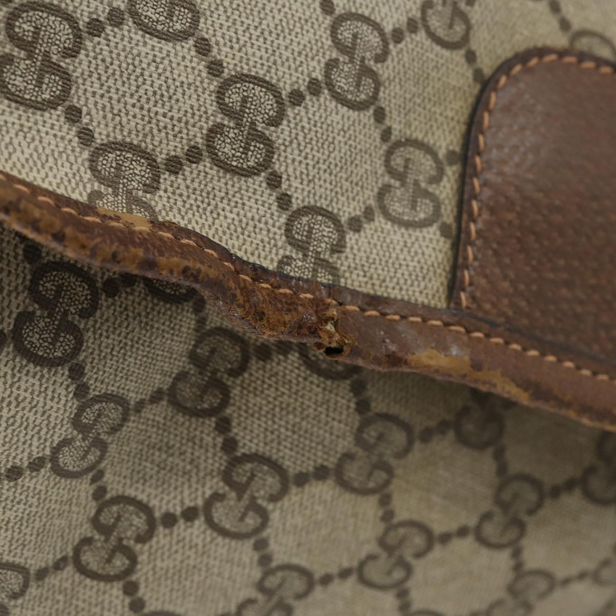 GUCCI GG Supreme Web Sherry Line Boston Bag PVC Beige Gold Auth ti3450