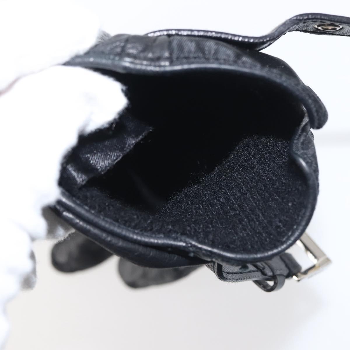 PRADA Gloves Leather Black Silver Auth ti3452