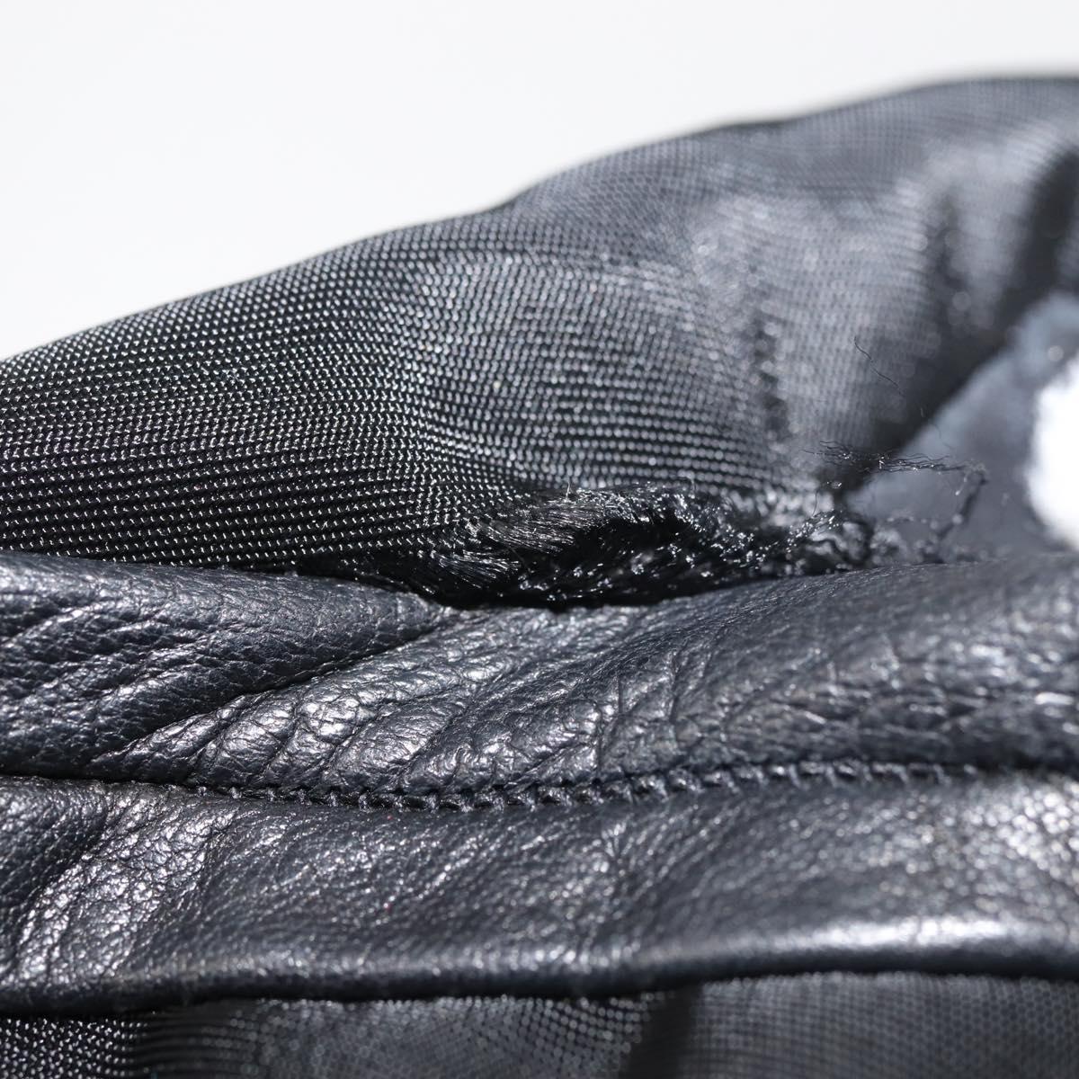 PRADA Gloves Leather Black Silver Auth ti3452