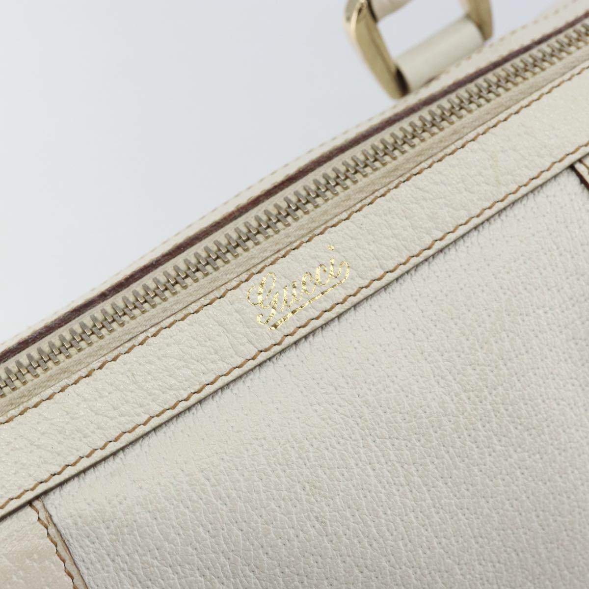 GUCCI Abby Mini Boston Bag Leather White Gold 130942 Auth ti3455