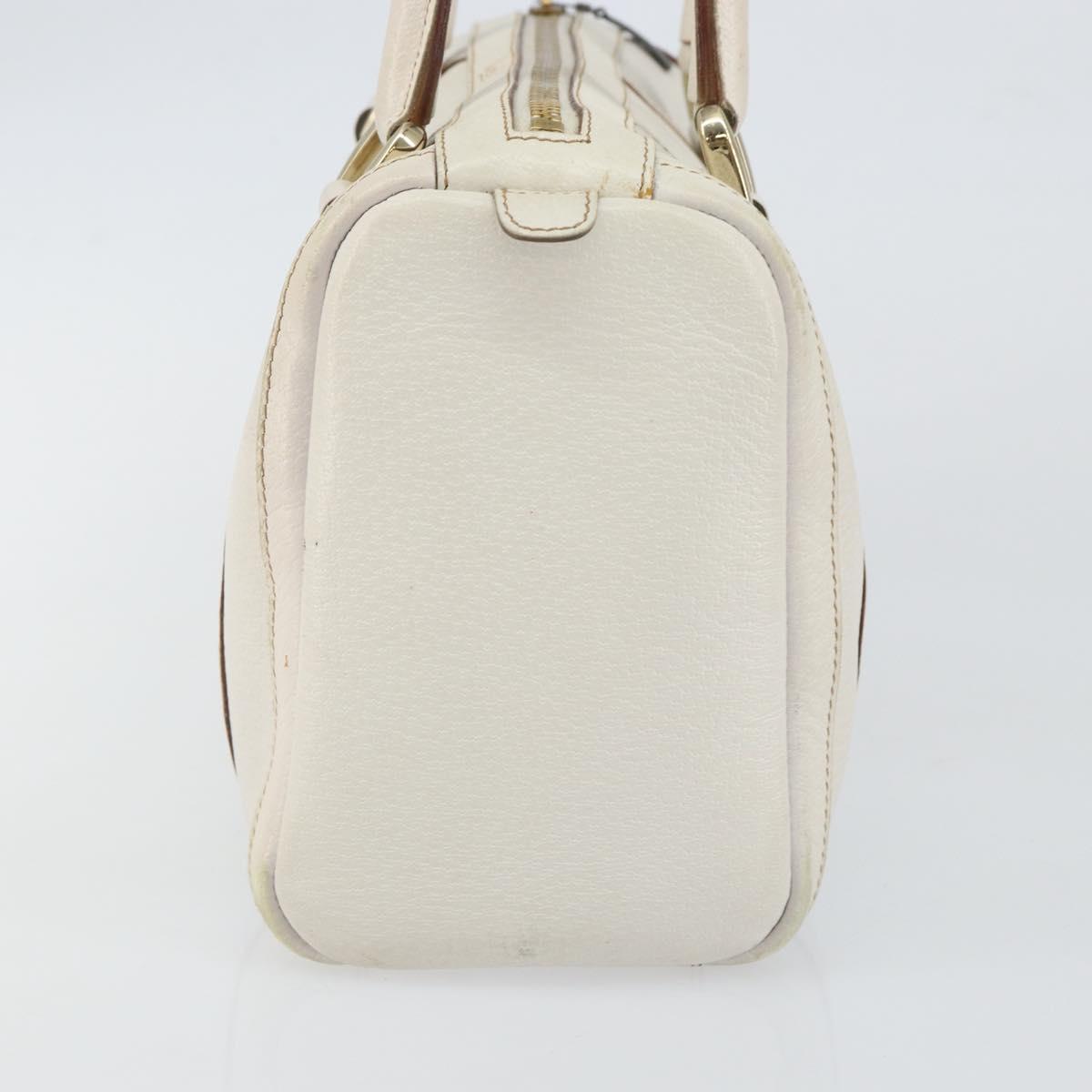GUCCI Abby Mini Boston Bag Leather White Gold 130942 Auth ti3455