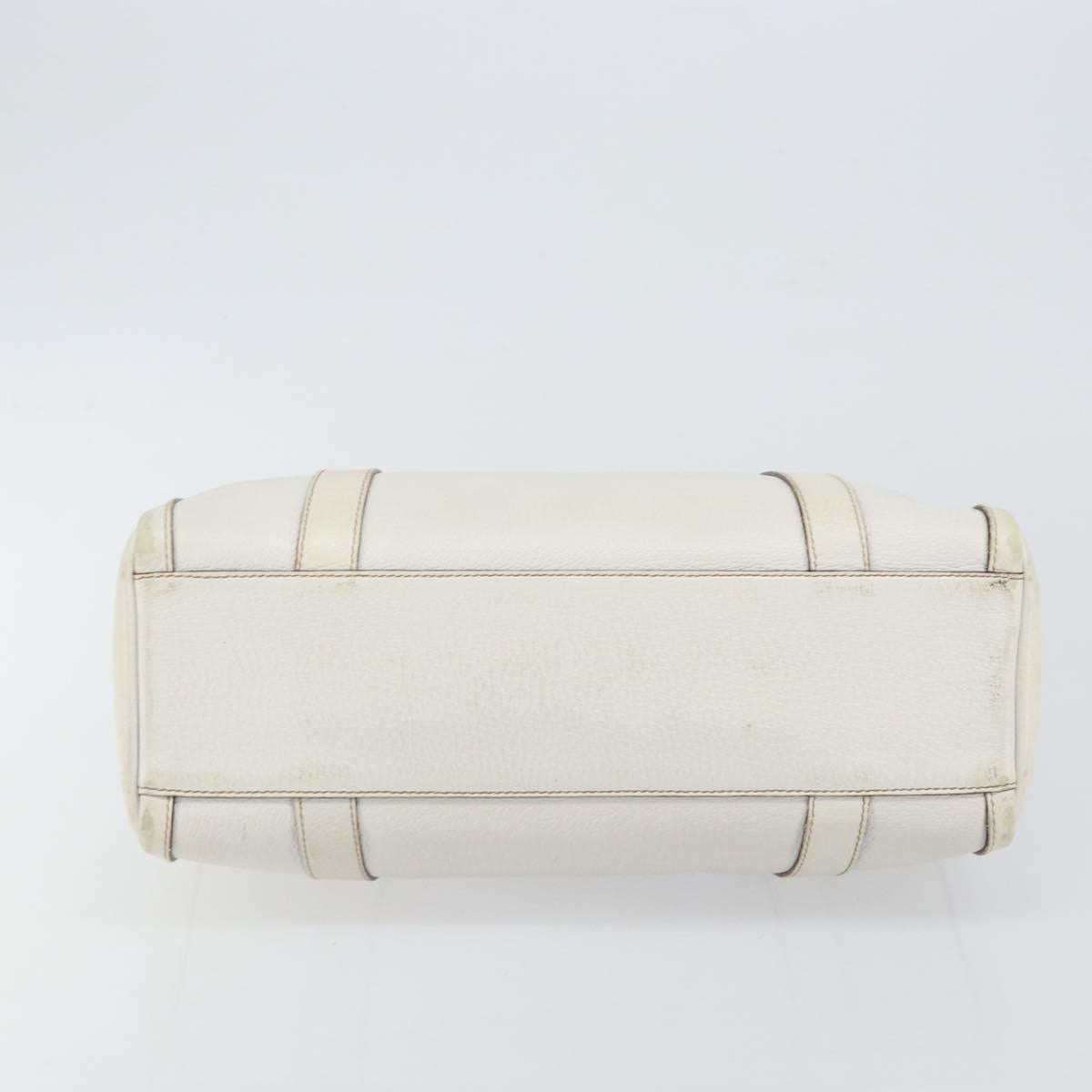 GUCCI Abby Mini Boston Bag Leather White Gold 130942 Auth ti3455