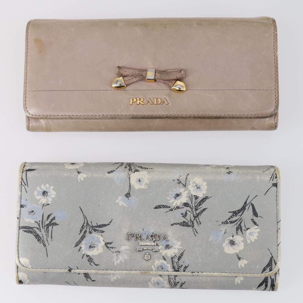 PRADA Pouch Wallet Leather 5Set Pink Black blue Auth ti3456