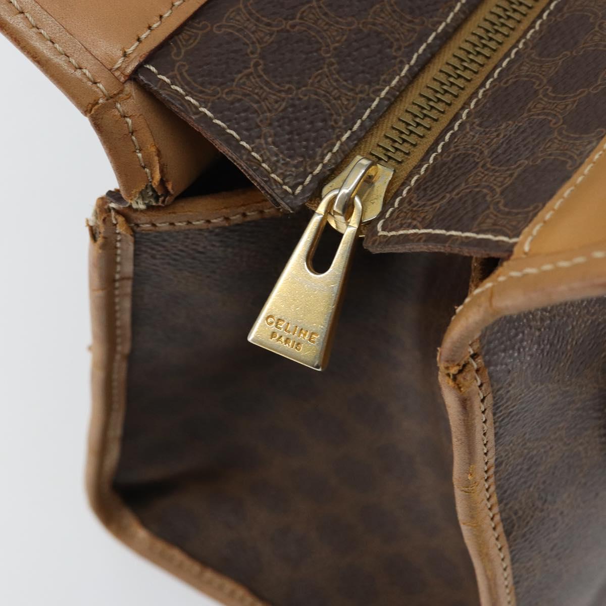 CELINE Macadam Canvas Hand Bag Brown Gold Auth ti3457