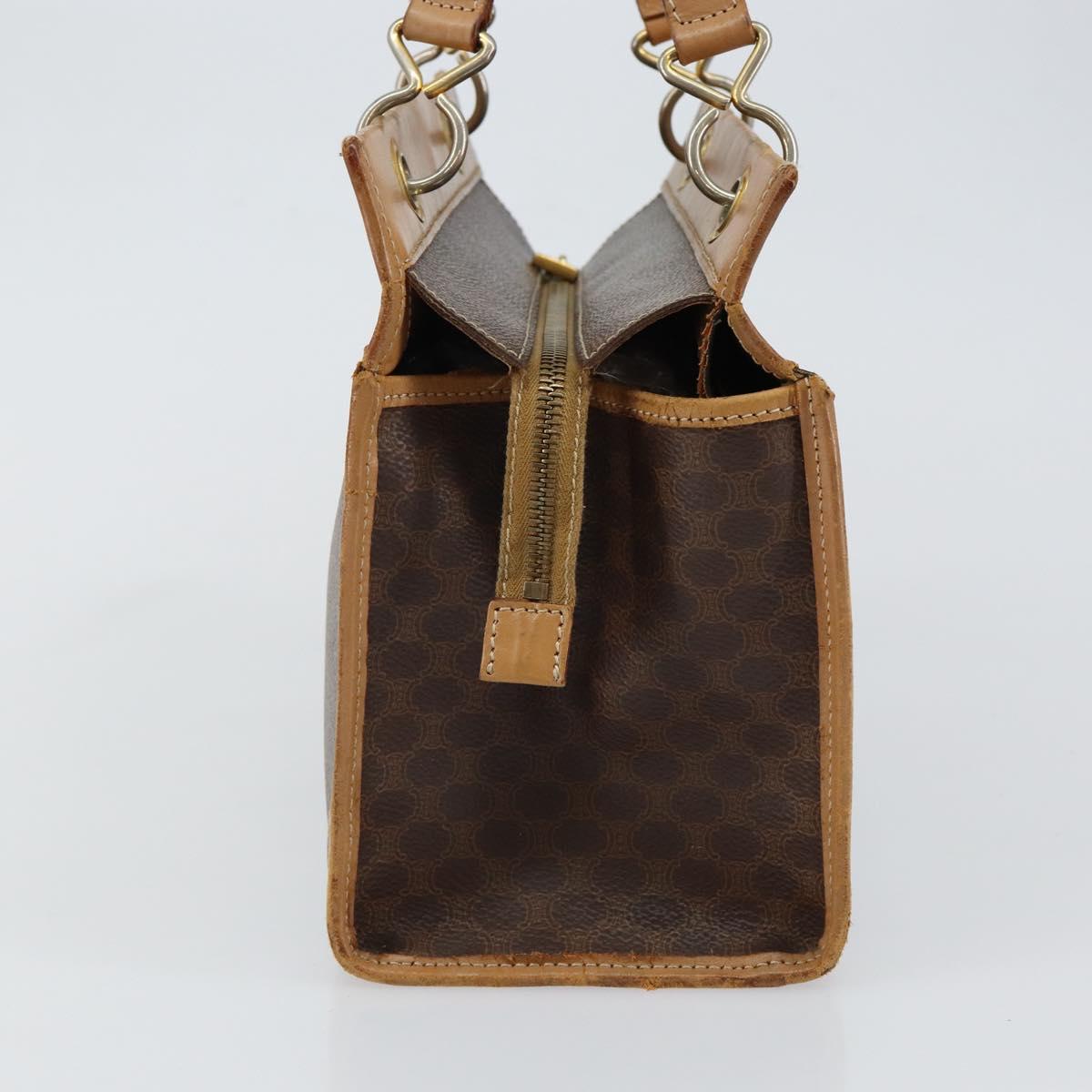 CELINE Macadam Canvas Hand Bag Brown Gold Auth ti3457