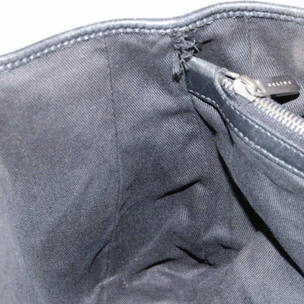 CELINE Macadam Canvas Boogie Hand Bag Dark Brown Black Silver Auth ti3458