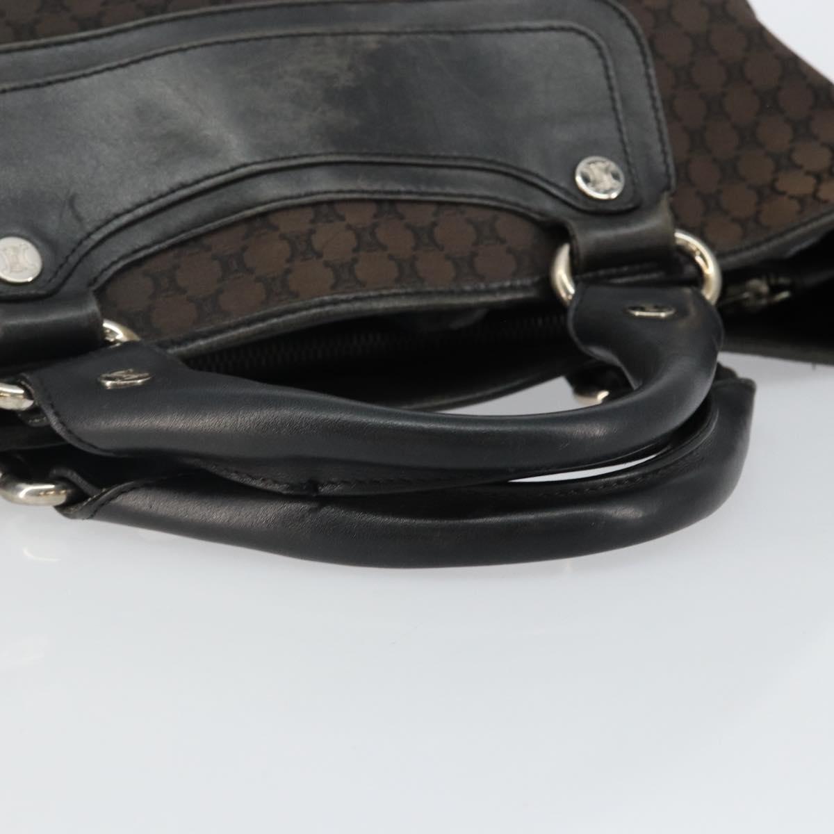 CELINE Macadam Canvas Boogie Hand Bag Dark Brown Black Silver Auth ti3458