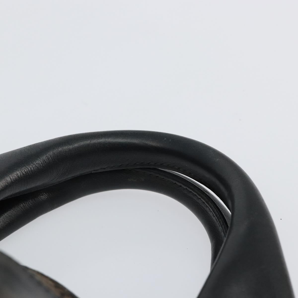 CELINE Macadam Canvas Boogie Hand Bag Dark Brown Black Silver Auth ti3458