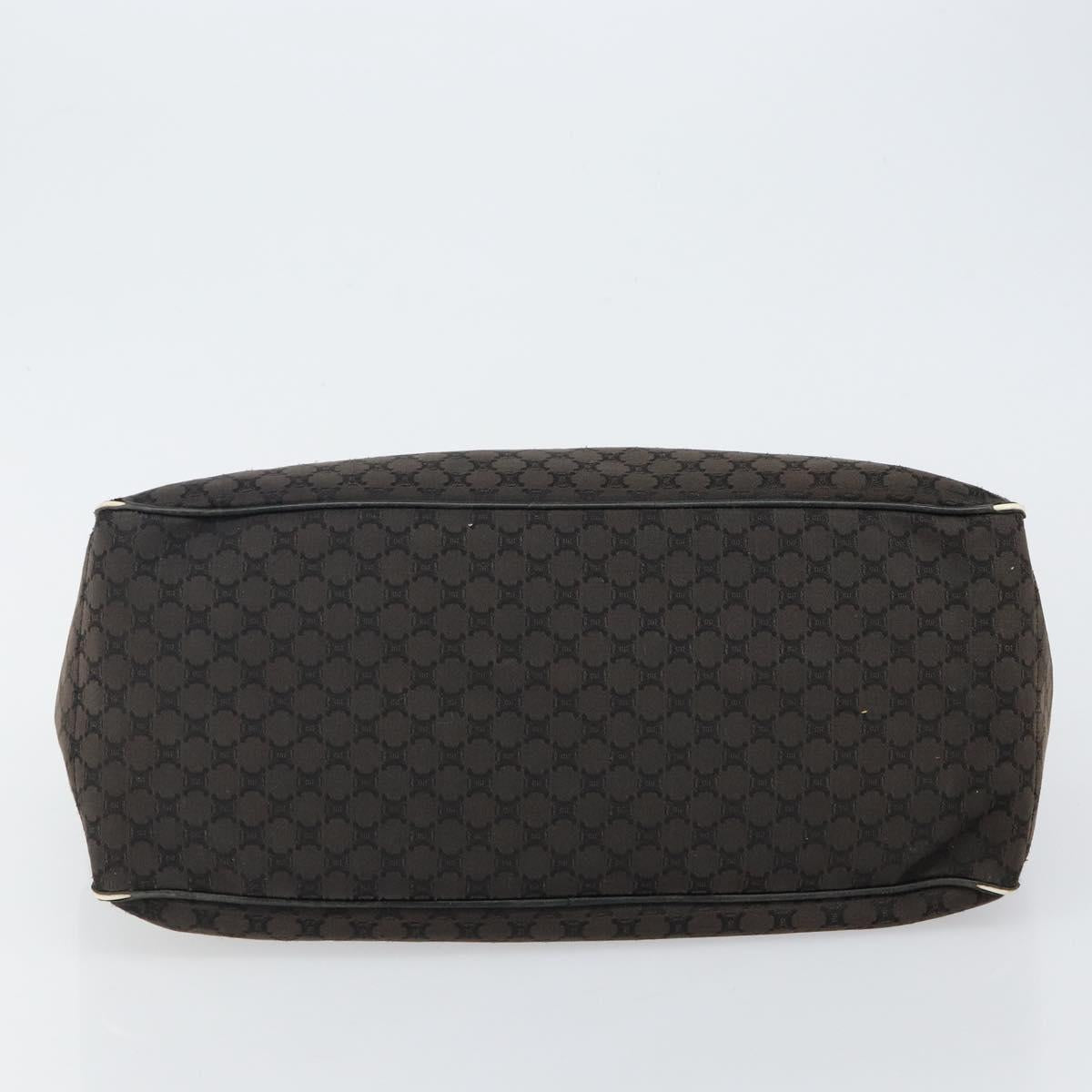 CELINE Macadam Canvas Boogie Hand Bag Dark Brown Black Silver Auth ti3458