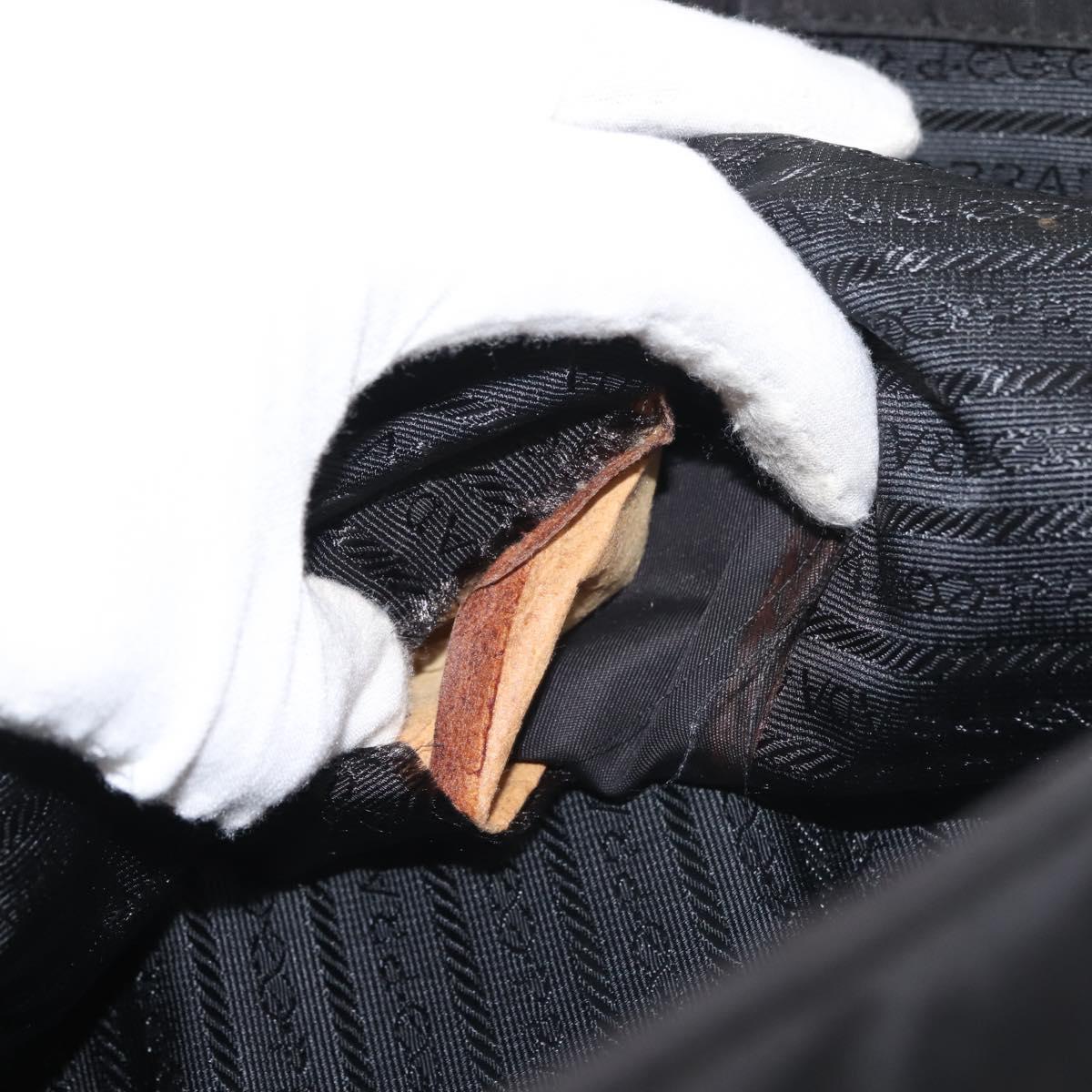 PRADA Hand Bag Nylon metal Black Gold Auth ti3459