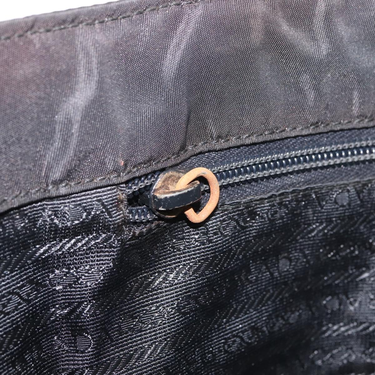 PRADA Hand Bag Nylon metal Black Gold Auth ti3459