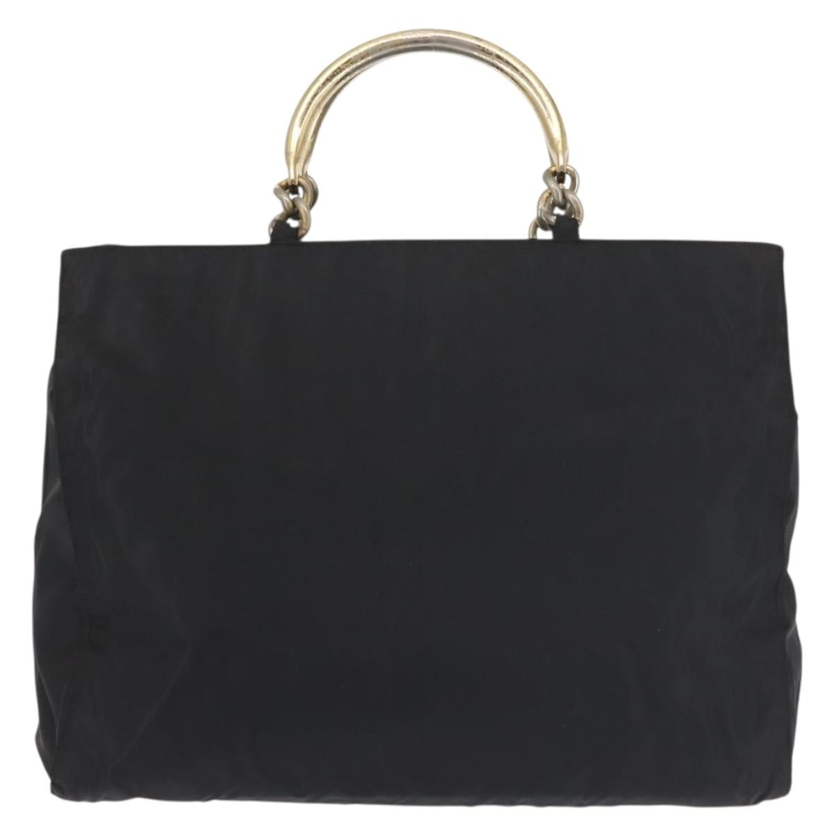 PRADA Hand Bag Nylon metal Black Gold Auth ti3459