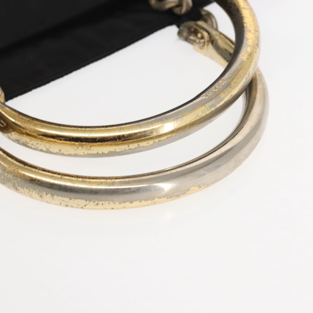 PRADA Hand Bag Nylon metal Black Gold Auth ti3459