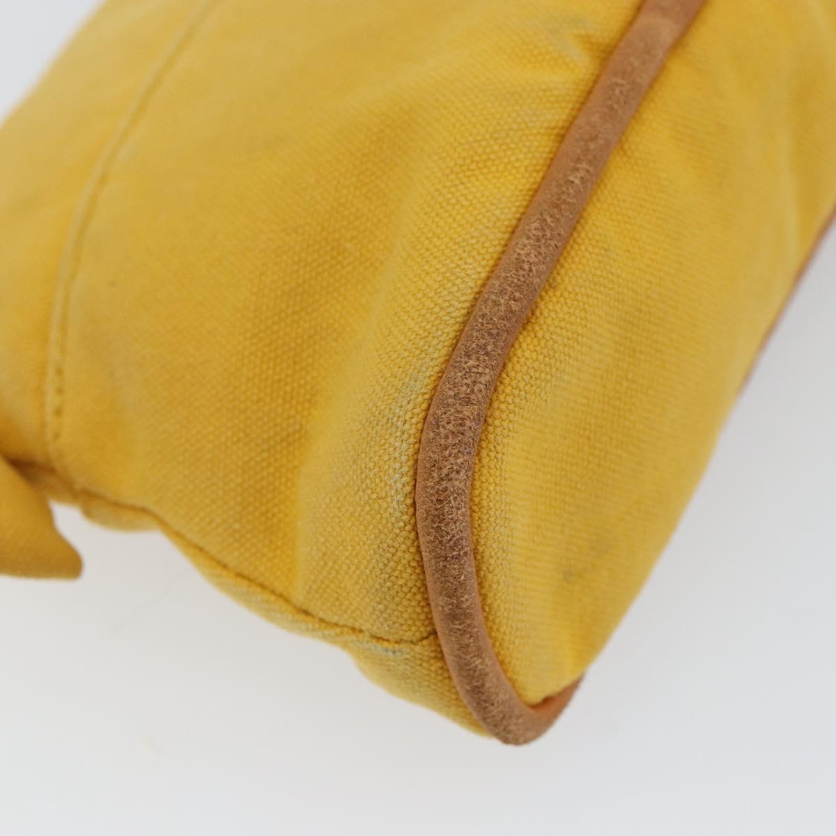 HERMES Bolide Pouch Canvas Yellow Silver Auth ti3460