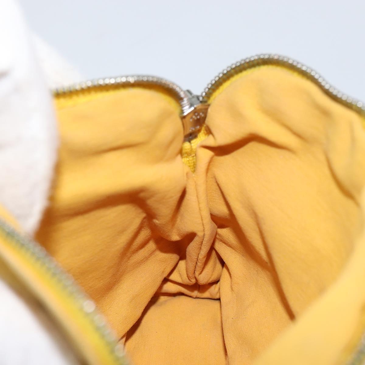 HERMES Bolide Pouch Canvas Yellow Silver Auth ti3460