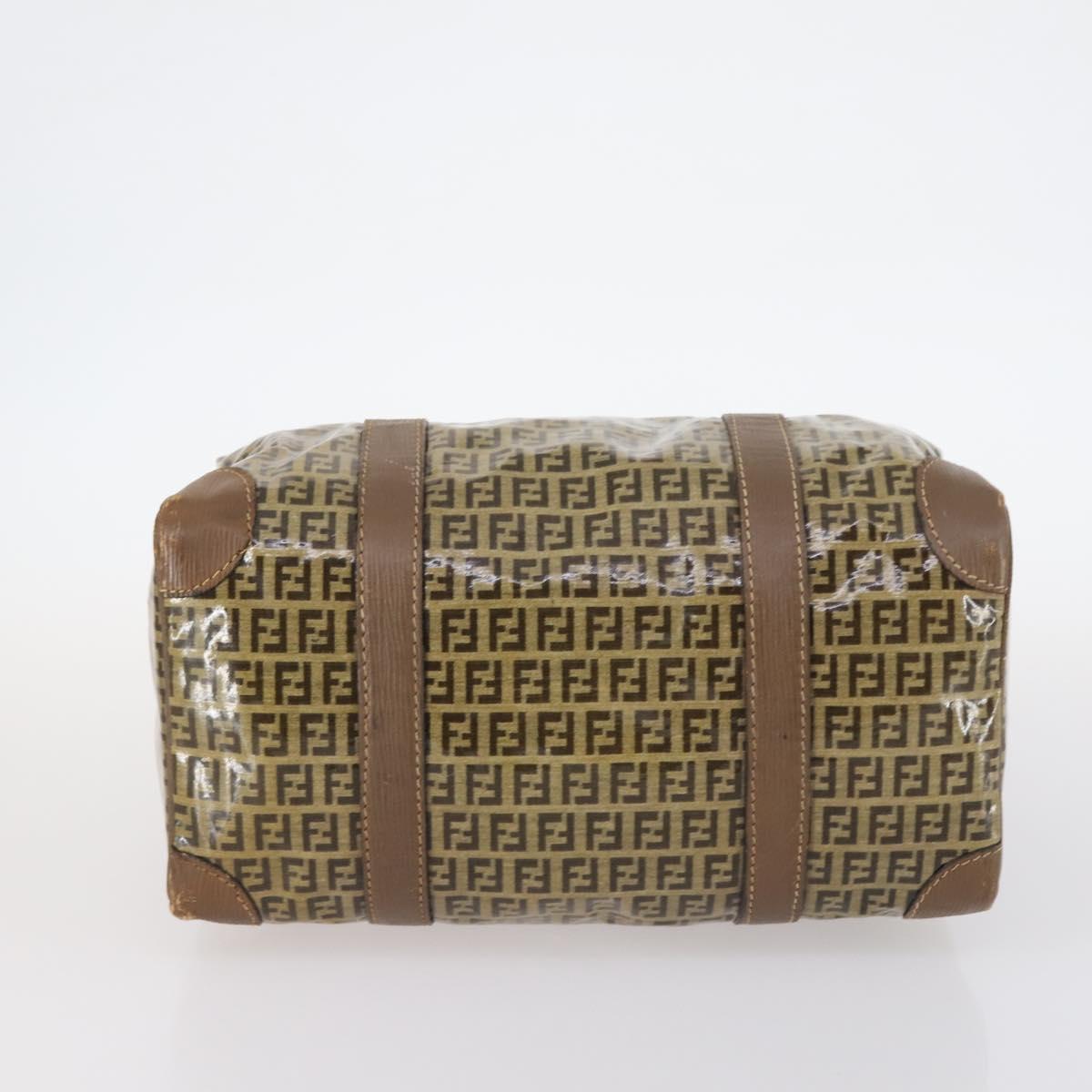 FENDI Zucchino Canvas Bag Enamel 2Set Brown Auth ti3463