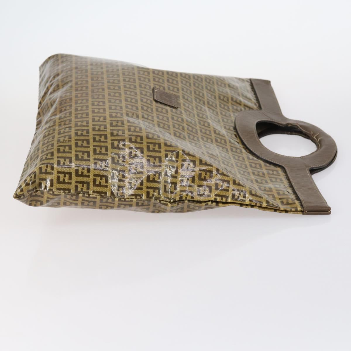 FENDI Zucchino Canvas Bag Enamel 2Set Brown Auth ti3463