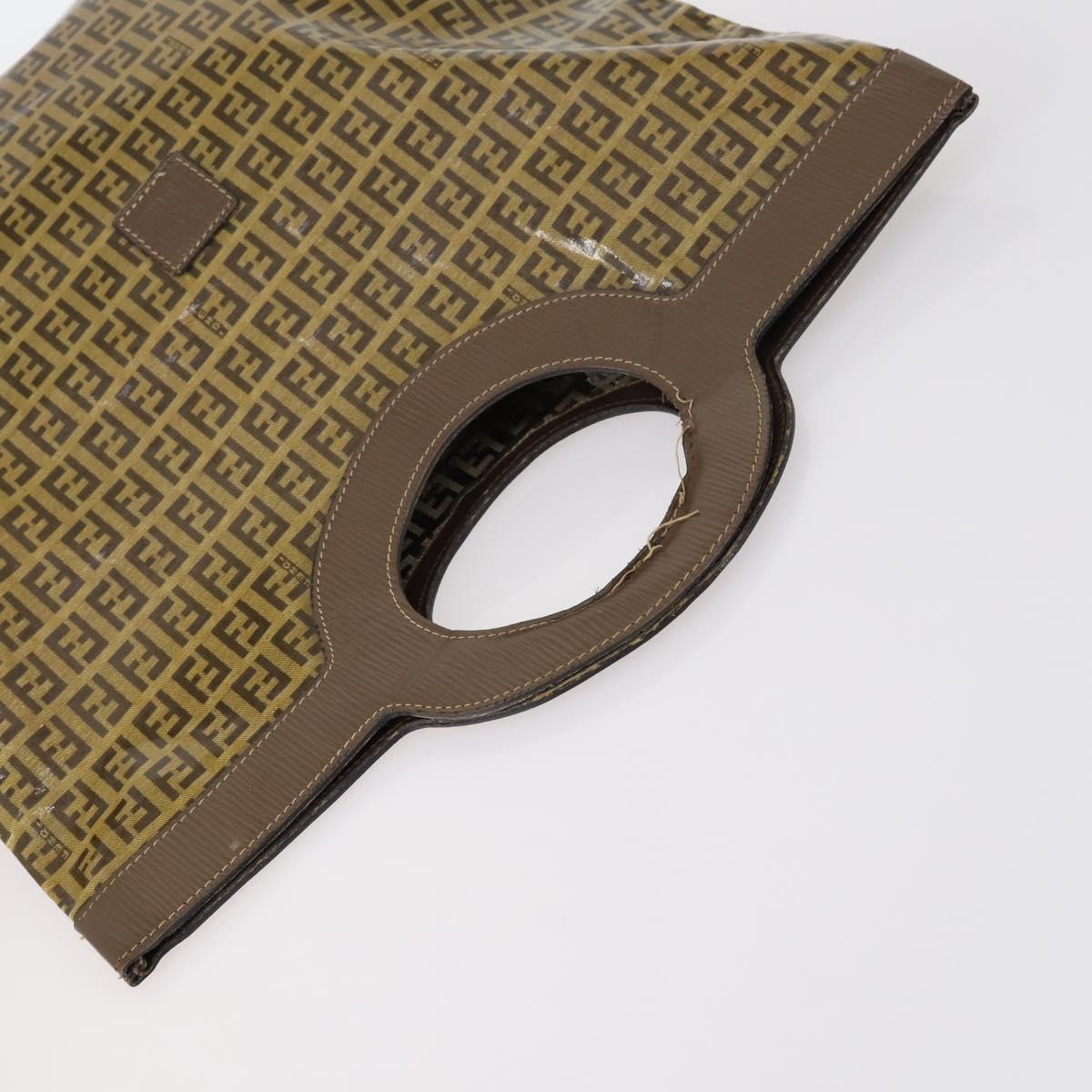 FENDI Zucchino Canvas Bag Enamel 2Set Brown Auth ti3463