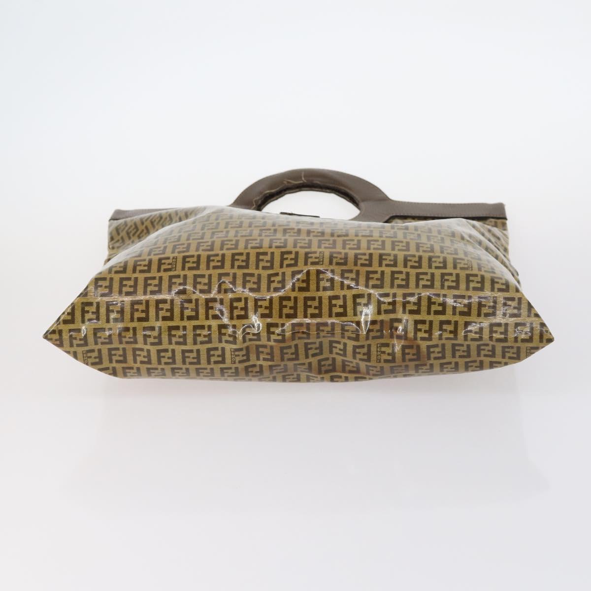 FENDI Zucchino Canvas Bag Enamel 2Set Brown Auth ti3463