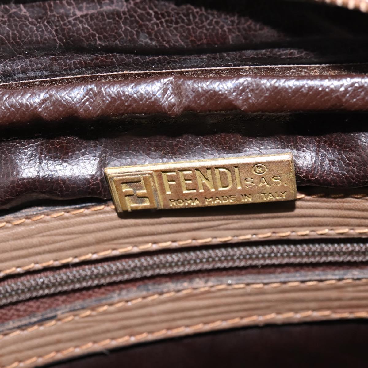 FENDI Zucchino Canvas Shoulder Bag Coated Canvas Beige Auth ti3464