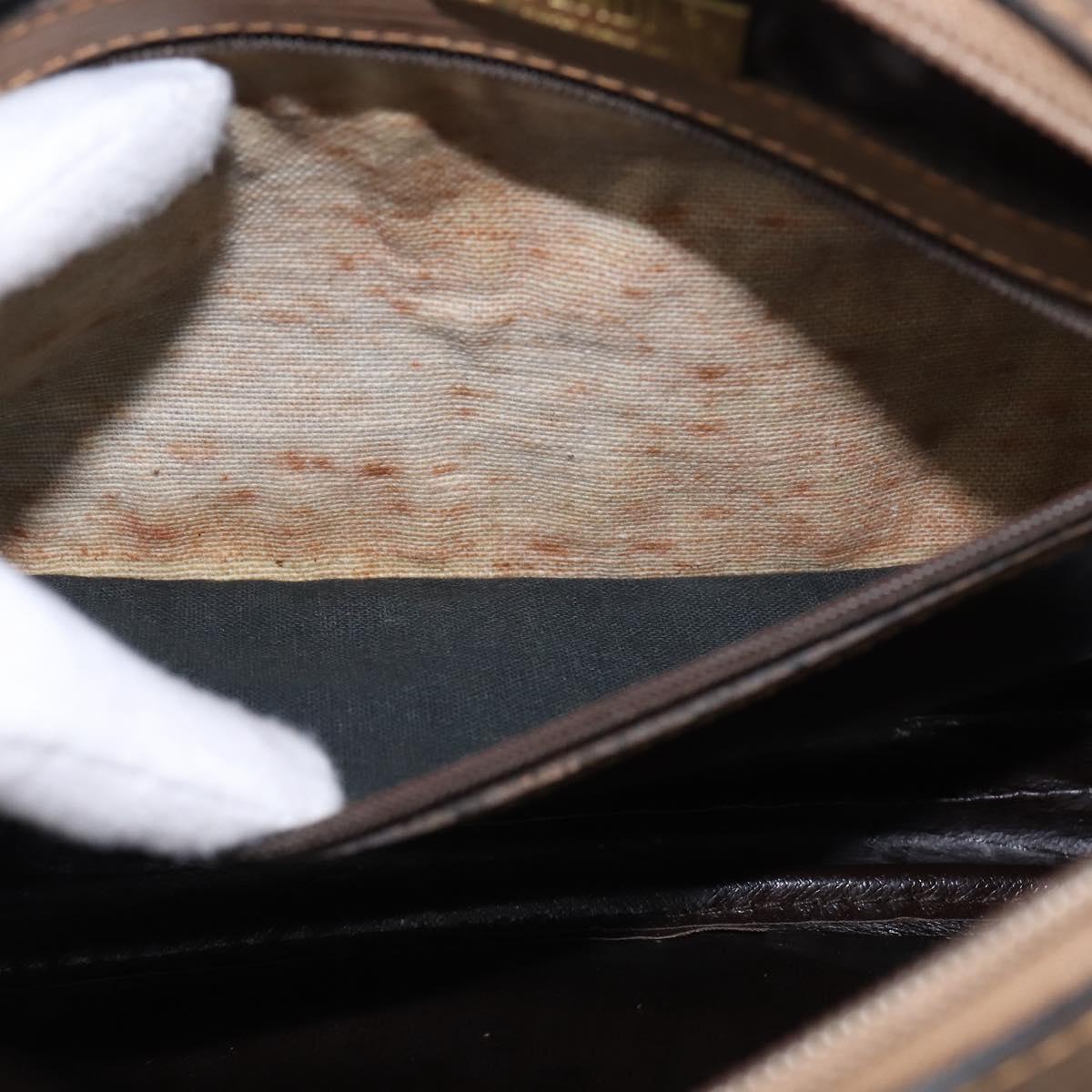 FENDI Zucchino Canvas Shoulder Bag Coated Canvas Beige Auth ti3464