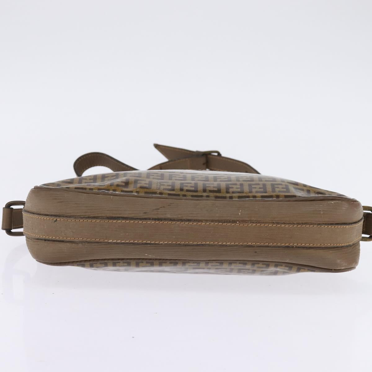 FENDI Zucchino Canvas Shoulder Bag Coated Canvas Beige Auth ti3464