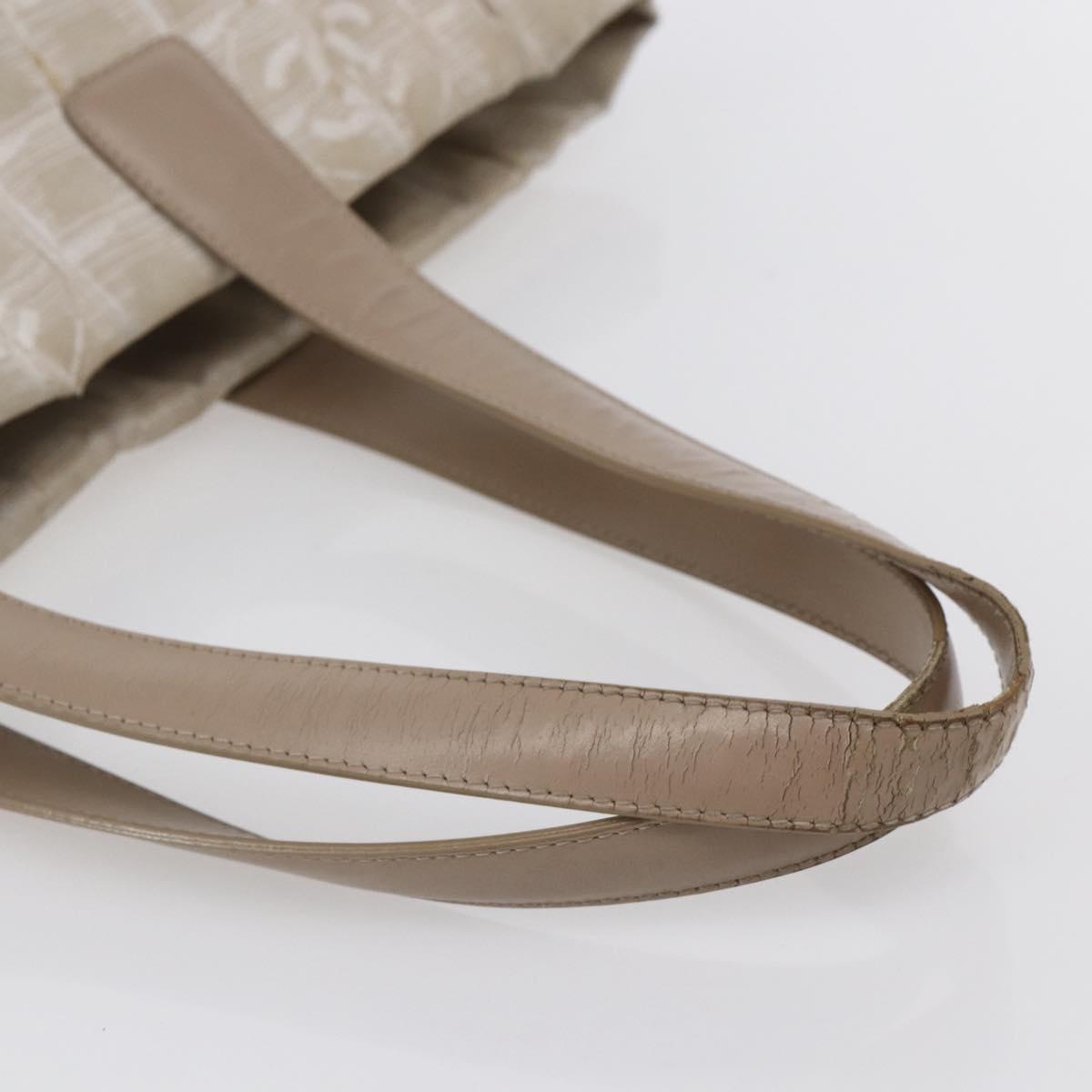CHANEL New Travel Line Tote Bag Nylon Beige Gold CC Auth ti3466