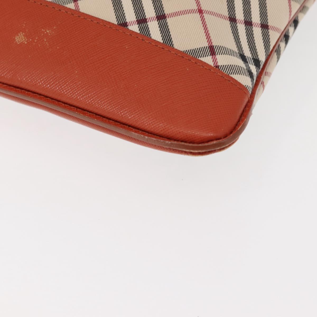 BURBERRY Nova Check Shoulder Bag Canvas Leather Beige Orange Silver Auth ti3467