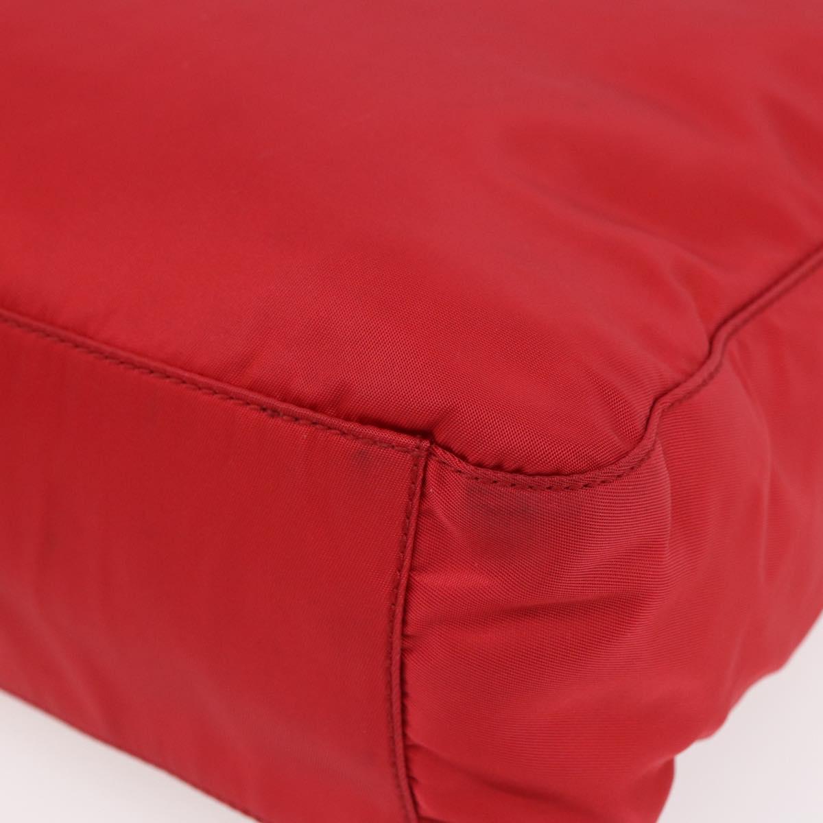 PRADA Tote Bag Nylon Red Silver Auth ti3470