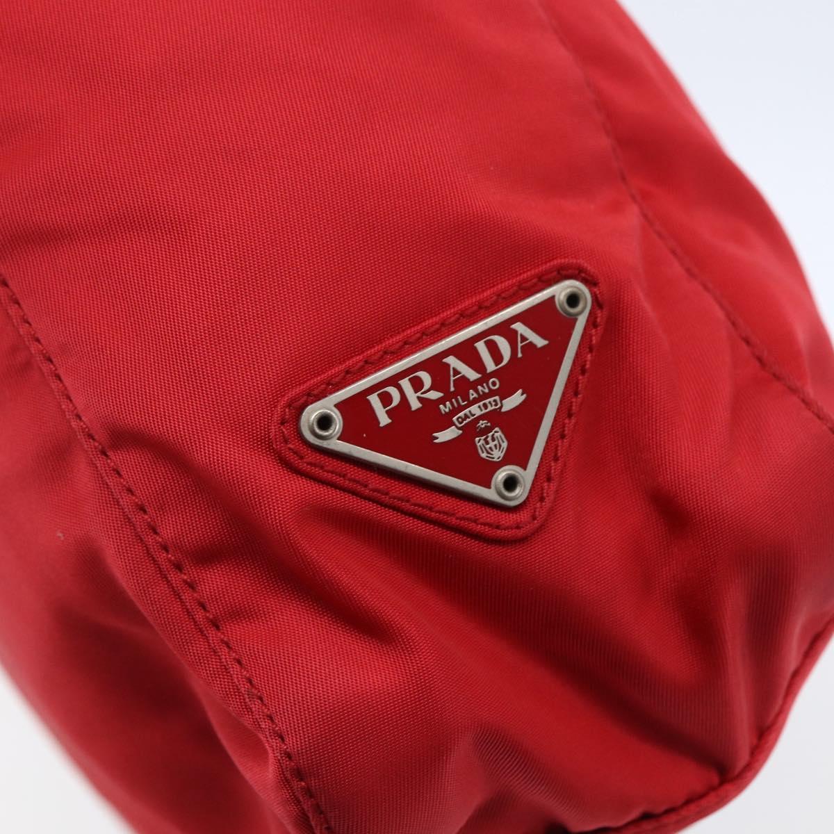 PRADA Tote Bag Nylon Red Silver Auth ti3470