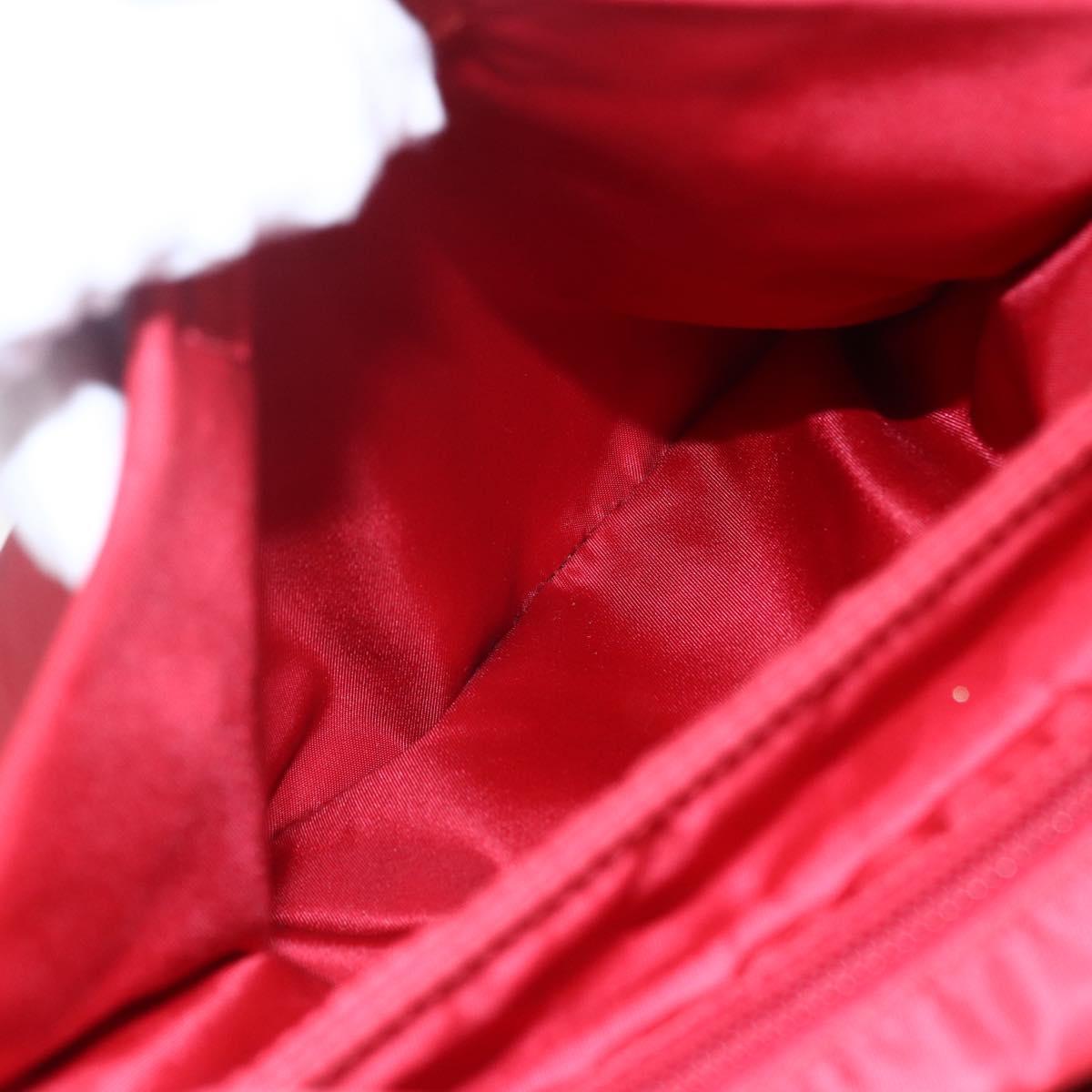 PRADA Tote Bag Nylon Red Silver Auth ti3470