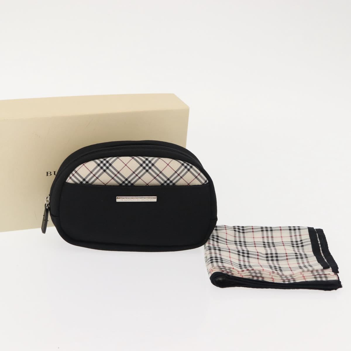 BURBERRY Nova Check Handkerchief Pouch Nylon 2Set Black Beige Auth ti3471