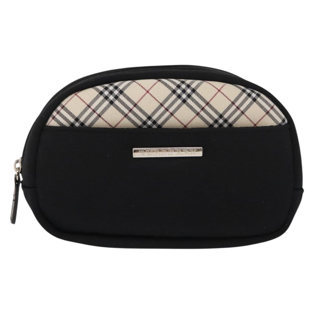 BURBERRY Nova Check Handkerchief Pouch Nylon 2Set Black Beige Auth ti3471