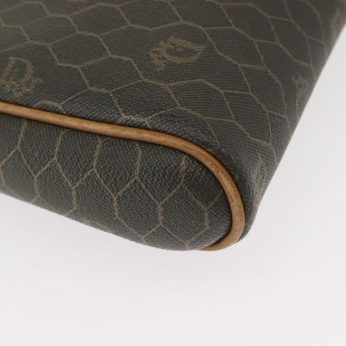 Christian Dior Honeycomb Canvas Shoulder Bag PVC Gray Gold Auth ti3472