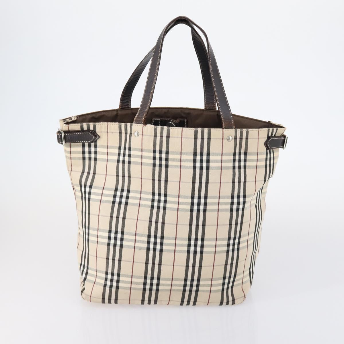 BURBERRY Nova Check Blue Label Tote Bag Canvas 3Set Beige Auth ti3475
