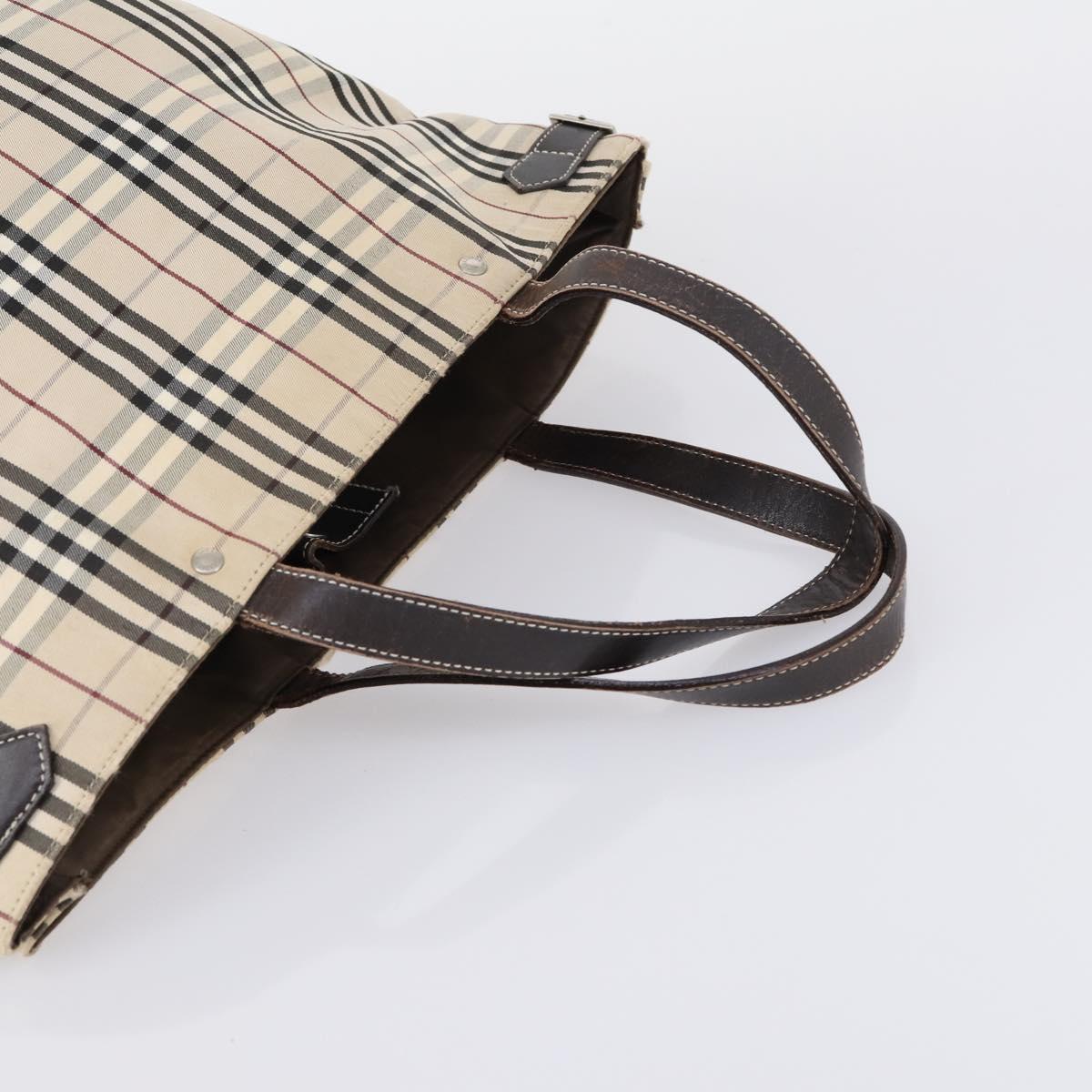 BURBERRY Nova Check Blue Label Tote Bag Canvas 3Set Beige Auth ti3475