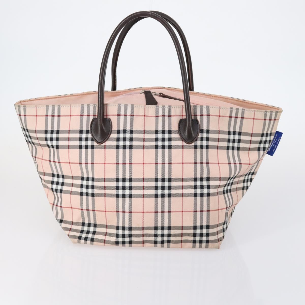 BURBERRY Nova Check Blue Label Bag Nylon 3 Set Beige Blue Bink Auth ti3477