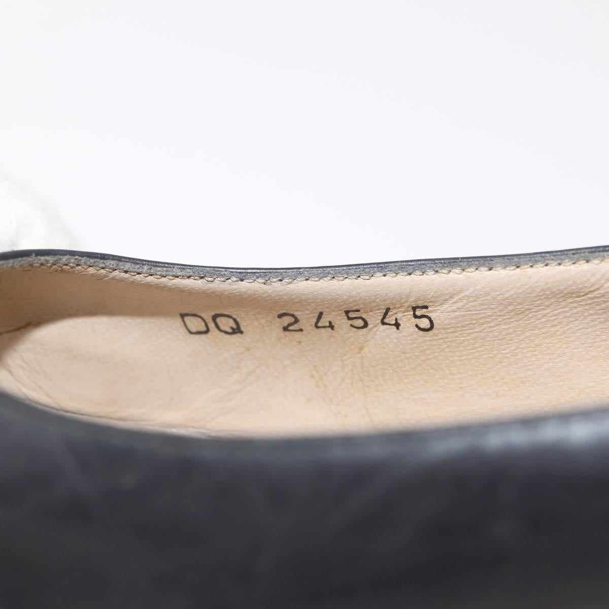 Salvatore Ferragamo Pumps Leather Black Gold Auth ti3478