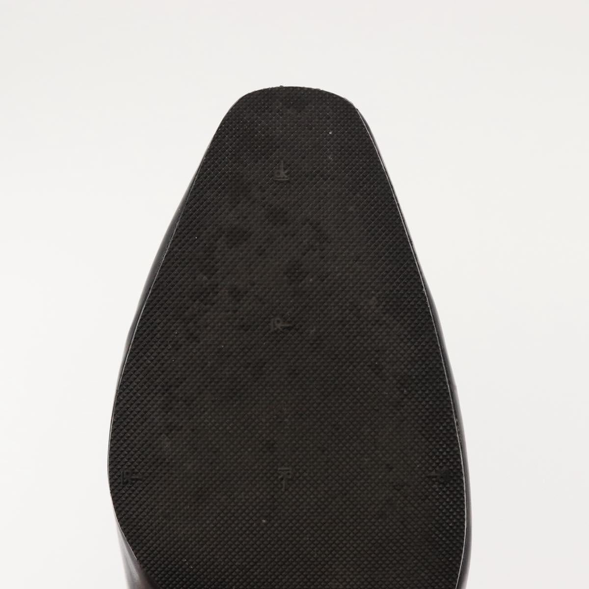 Salvatore Ferragamo Pumps Leather Black Gold Auth ti3478