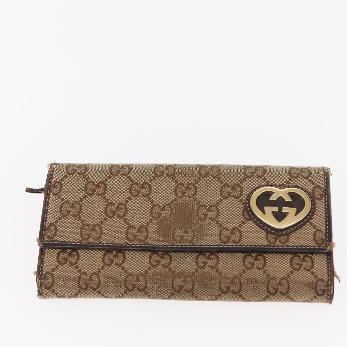 GUCCI GG Canvas Wallet 2Set Beige Auth ti3479