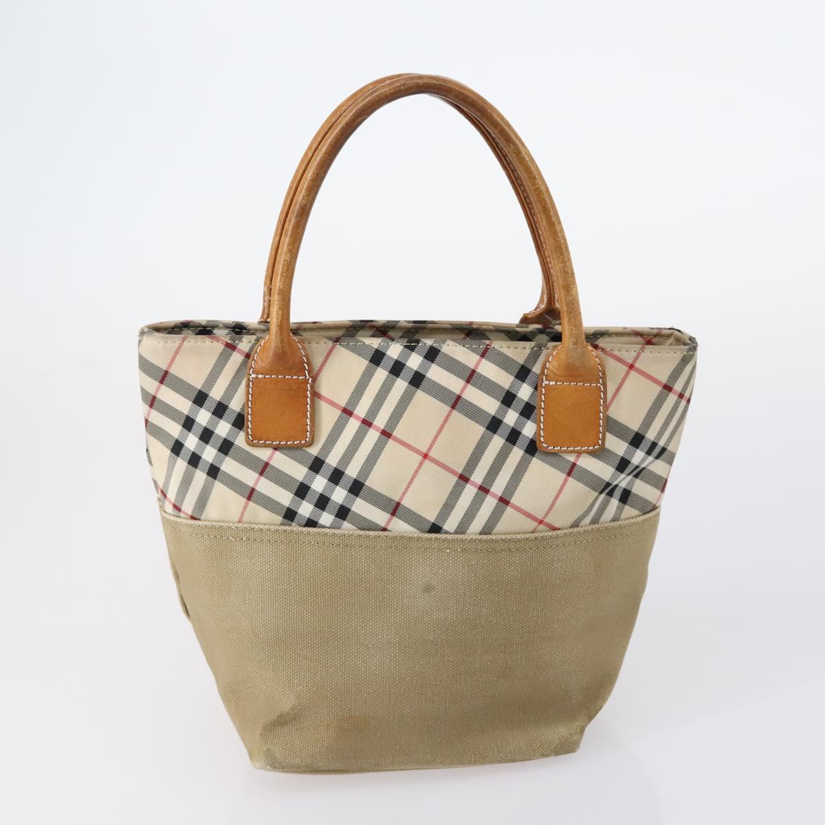 BURBERRY Nova Check Black Blue Label Bag Nylon Canvas 3Set Brown Auth ti3481