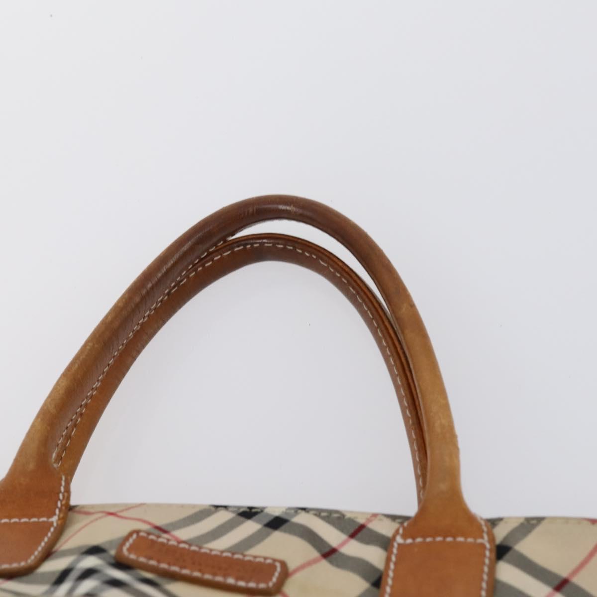 BURBERRY Nova Check Black Blue Label Bag Nylon Canvas 3Set Brown Auth ti3481