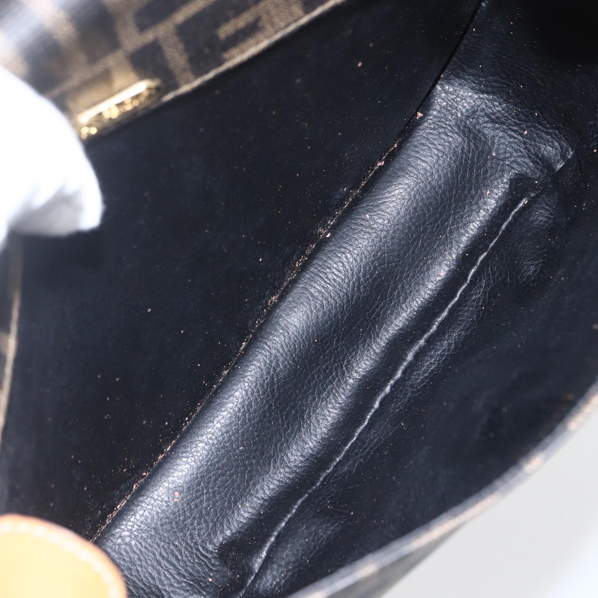 FENDI Zucca Canvas Shoulder Bag PVC Black Brown gold Auth ti3485