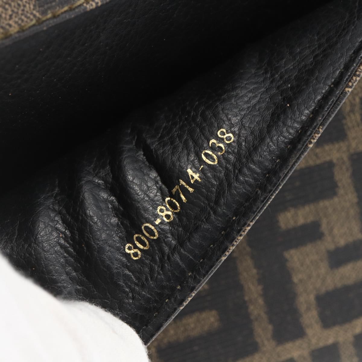 FENDI Zucca Canvas Shoulder Bag PVC Black Brown gold Auth ti3485