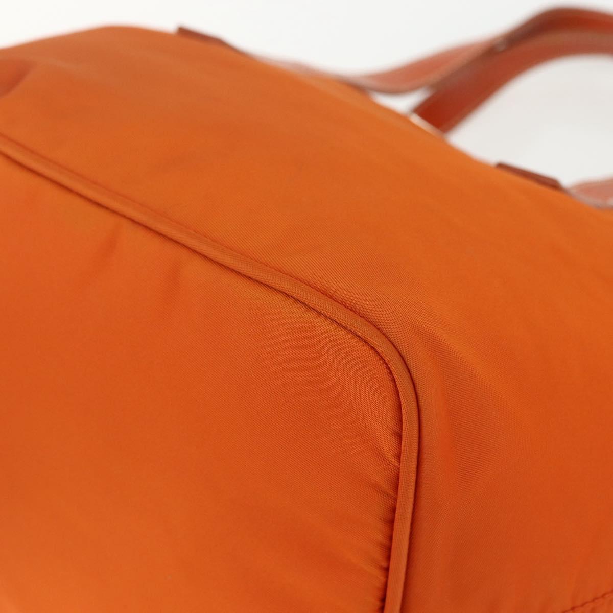 PRADA Hand Bag Nylon Orange Silver Auth ti3486