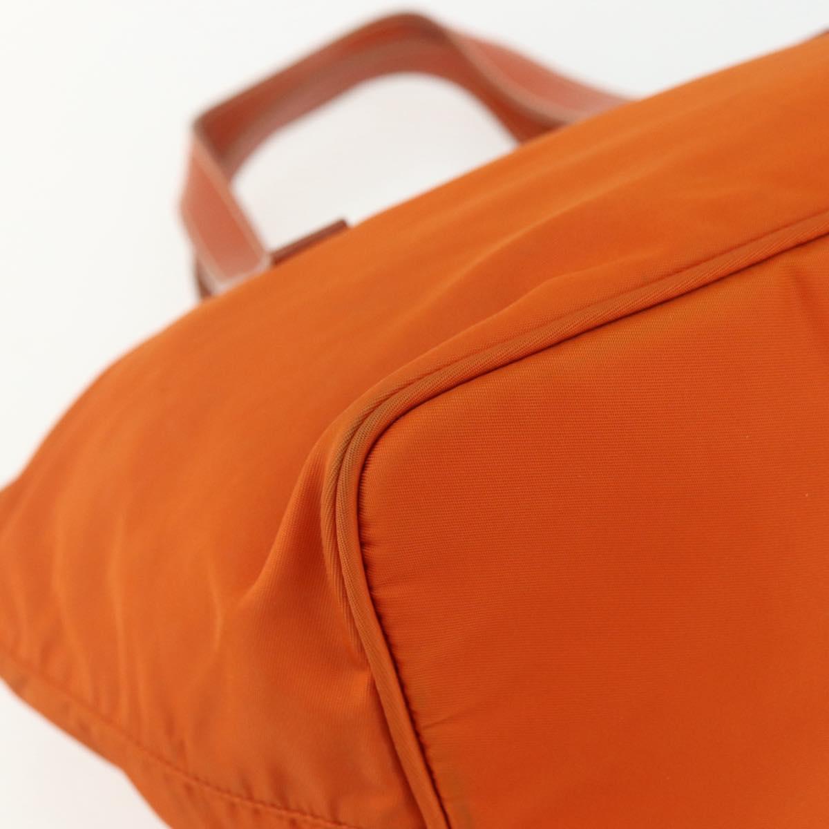 PRADA Hand Bag Nylon Orange Silver Auth ti3486